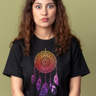 Drömmen om rosa och lila catcher boho t shirt