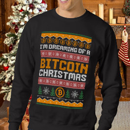 Drömmer om BITCOIN CHRISTMAS Faux Sticka Mönster Lång Ärmad Tröja