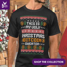 Drömmer om BITCOIN CHRISTMAS Faux Sticka Mönster T Shirt