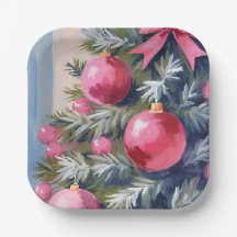 Drömmer om en rosa jul | Glad vattenfärg