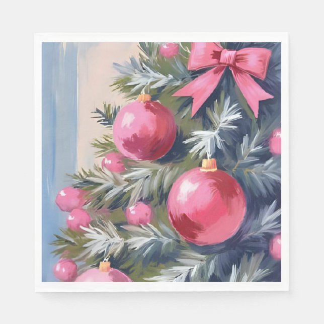 Drömmer om en rosa jul | Glad vattenfärg Pappersservett (Framsidan)