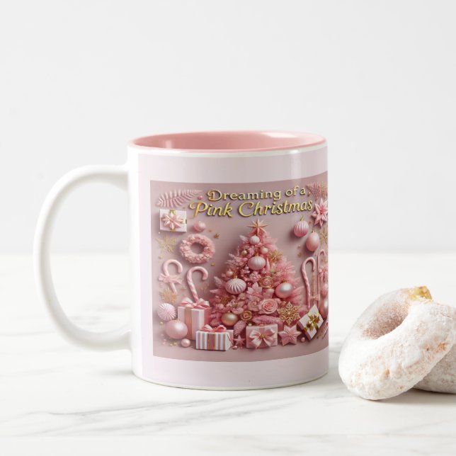 Drömmer om en rosa jul  Två-Tonad mugg (Med munk)