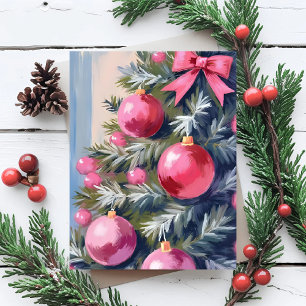 Drömmer om en rosa jul Vacker vattenfärg Helg Vykort