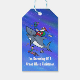 Drömmer om en Underbar vit hajfunny jul Presentetikett