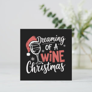 Drömmer om en vin julfest rolig drickande julkort