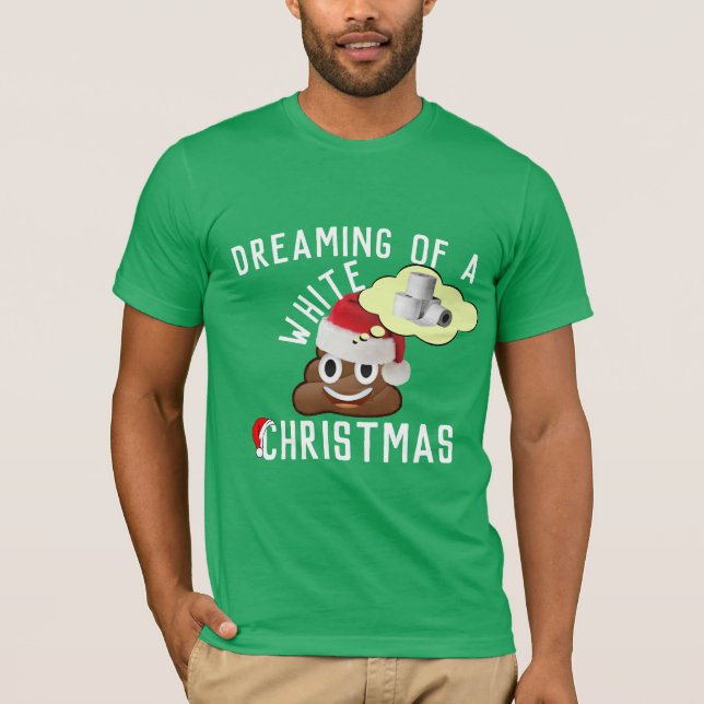 Drömmer om en vit julklapp Poop Emoji Tee (Framsida)