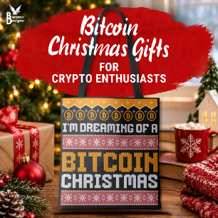 Drömmer om ett BITCOIN JUL Falskt stickmönster Tygkasse