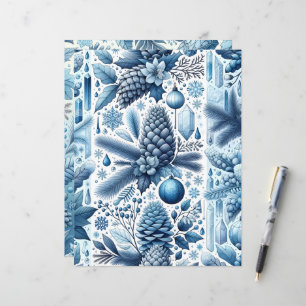 Drömmer om ett Blått Vinter Scrapbook Papper