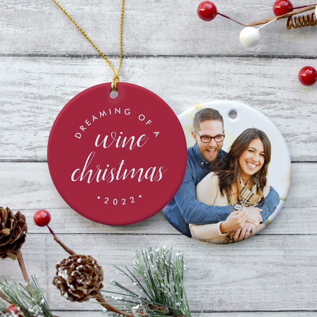 Drömmer om ett julfoto i Vin Julgransprydnad Keramik (Skapare uppladdad)