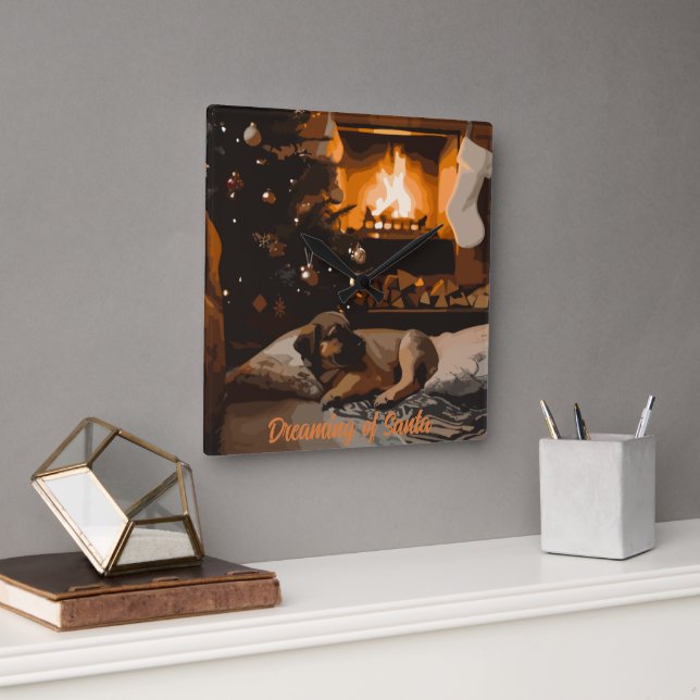 Drömmer om tomte fyrkantig klocka (Kontor)