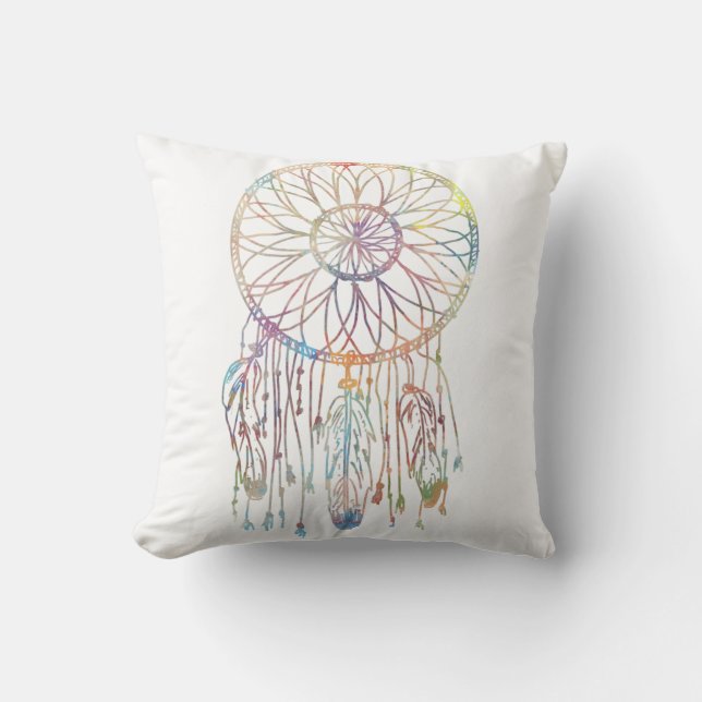 Drömmfångare i akvarell med fantasifull design kudde (Framsida)
