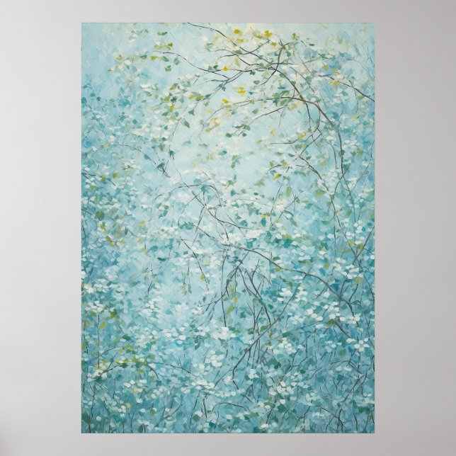 Drömmig Akvatisk Botanisk Grenar Lugn Naturkonst Poster (Framsidan)