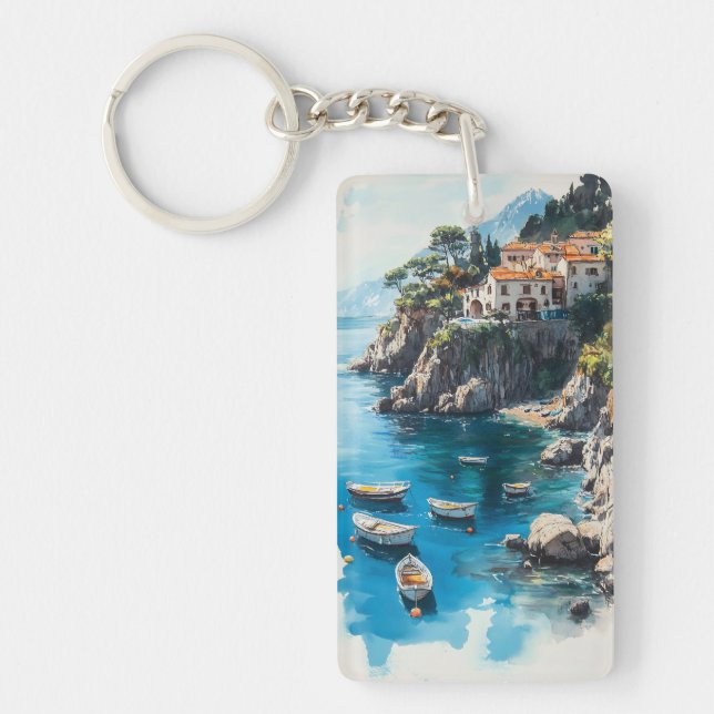 Drömmig Amalfi-kust: Vattenfärg-målad design (Framsidan)