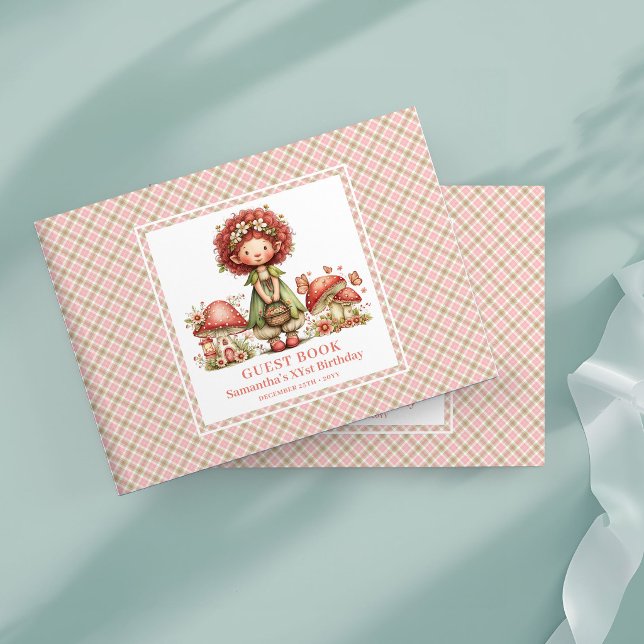 Drömmig ängsrosa blommig flicka födelsedags gästbo gästböcker (Dreamy Fairy Pink Floral Girl Birthday Guest Book)