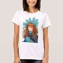 Drömmig Anime-Flicka med Rött Hår Ahana T-Shirt