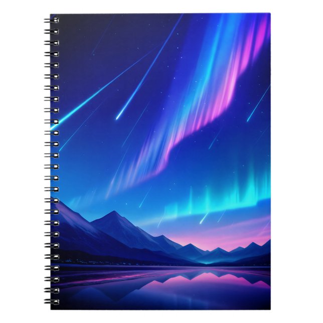 Drömmig Aurora & Stjärnfall Anteckningsbok (Framsidan)