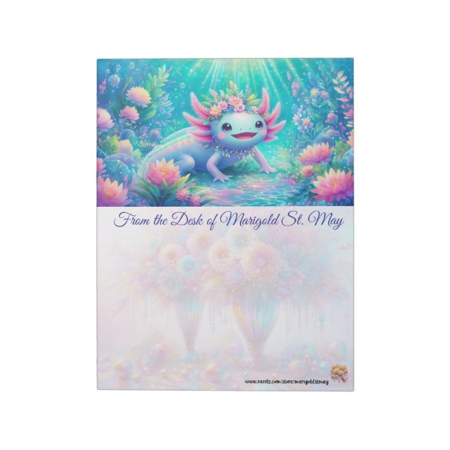 Drömmig Axolotl Notepad Anteckningsblock (Roterad)