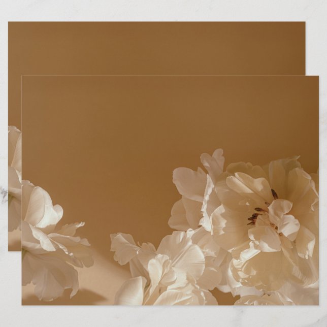Drömmig beige blomster Elegant Scrapbookpapper (Fram/baksida)