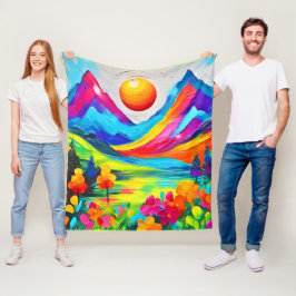 Drömmig Bergsmajestät Målar  Fleecefilt