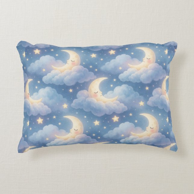 ☁️ Drömmig blå månmoln himmelsk stil 🌙 Prydnadskudde (Framsidan)