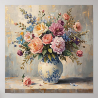 Drömmig Blommig Struktur – Skön Blomma Stil Poster