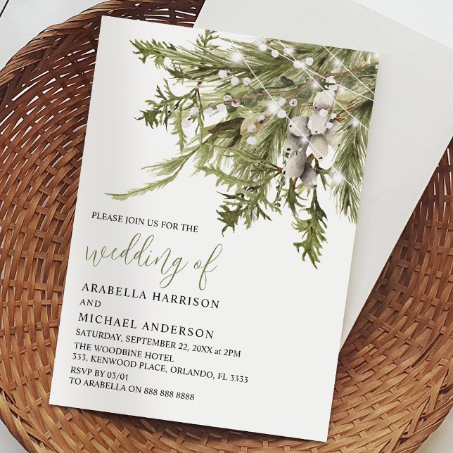 Drömmig Boho Akvarell Vinterbröllop Inbjudningar (Skapare uppladdad)