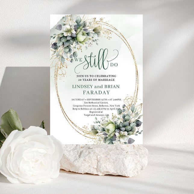 Drömmig Boho Sagegrön Bröllops Löftes Inbjudan (Dreamy Boho Sage Green Wedding Vows Invitation)