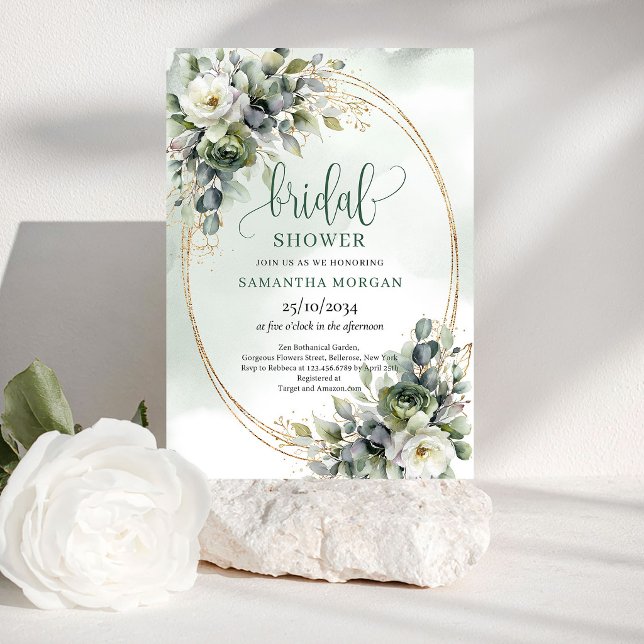 Drömmig botanisk boho guld bröllopsfestinbjudan inbjudningar (Dreamy Botanical Boho Gold Bridal Shower Invitation)