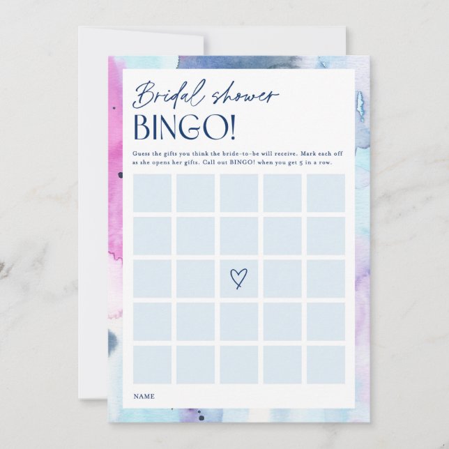 Drömmig Bröllopsdusch Presentbingo Aktivitets Spel Inbjudningar (Framsida)
