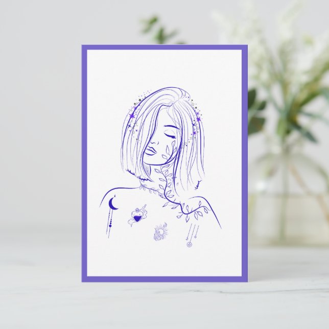Drömmig Celestial Femininitet  Tack Kort (Stående Fram)