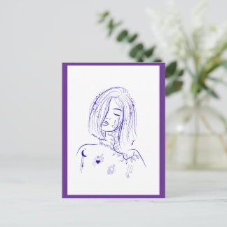 Drömmig Celestial Femininitet Vykort