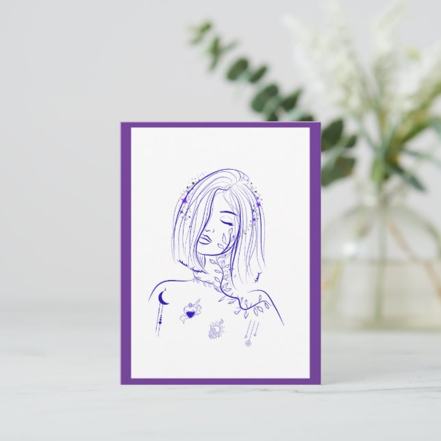 Drömmig Celestial Femininitet  Vykort (Stående Fram)
