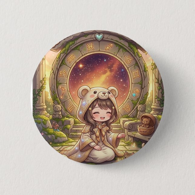 Drömmig Dröm Zodiak Galax Chibi Flick Accessoar Knapp (Framsida)