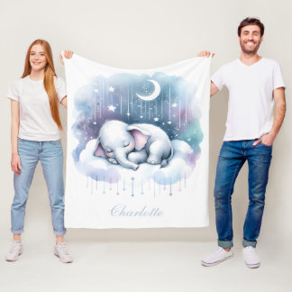 Drömmig Elefant Moln Bebis Fleecefilt