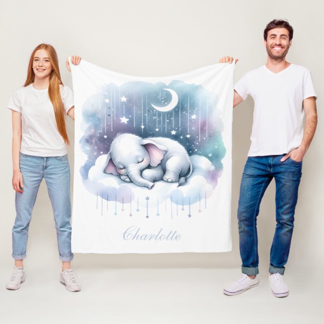 Drömmig Elefant  Moln Bebis  Fleecefilt (På plats)