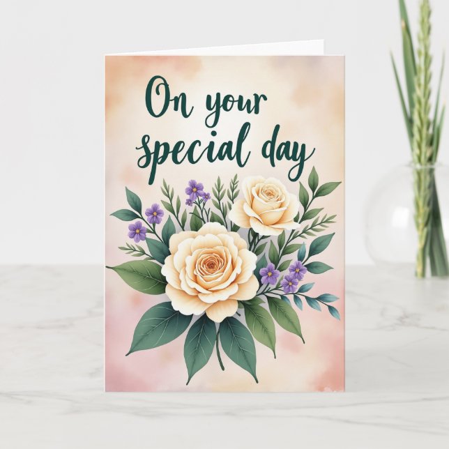 Drömmig födelsedagskort med blomning kort (Framsida)