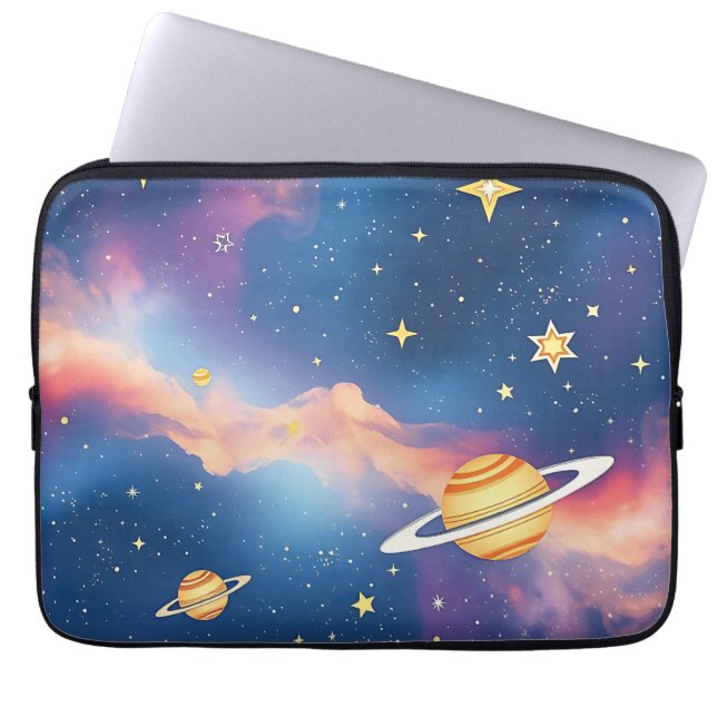 Drömmig galaxplaneter stjärnor mönster laptop fodral (Framsidan)