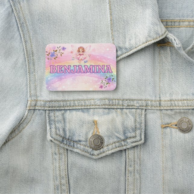 Drömmig Glitter Regnbåge Rosa Moln Glitter  Namnbricka (På plats)
