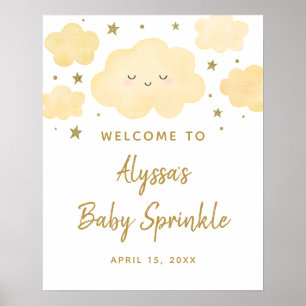 Drömmig guldmoln stjärnor baby sprinkle välkommen poster