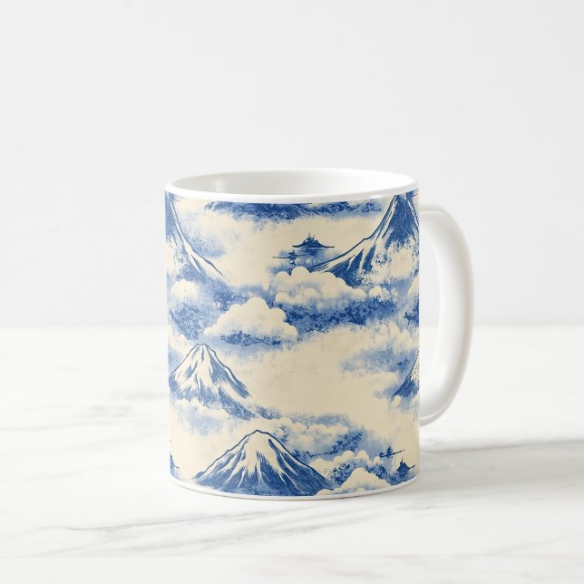Drömmig himmelblå snöberg landskapsmönster kaffemugg (Framsida höger)