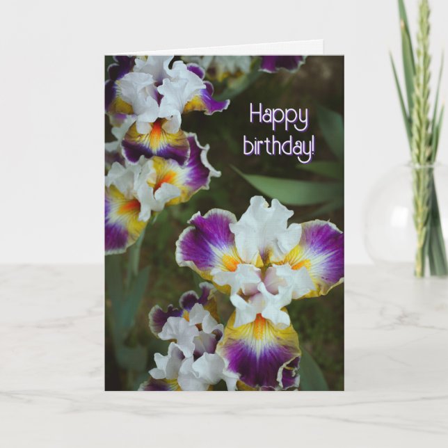 Drömmig Iris Blommig fotokonst födelsedag Kort (Framsida)