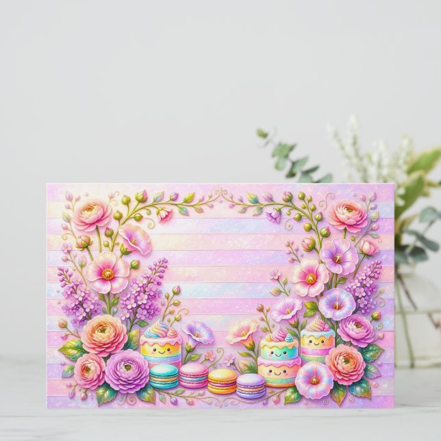 Drömmig Kawaii Tårrstationär Brevpapper (Stående Fram)
