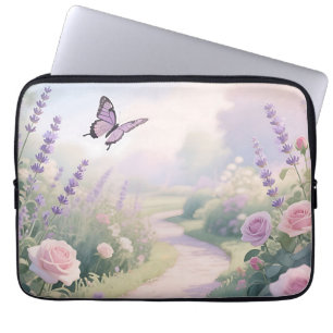 Drömmig Lavendel Rosenträdgård Fjärilsstig Laptop Fodral