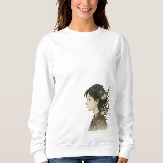 Drömmig Mangaflicka med Koi-fisk T Shirt (Framsida)