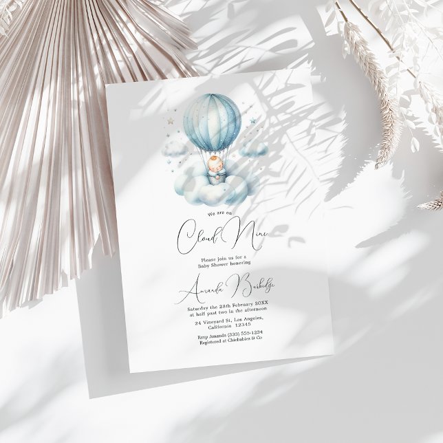 Drömmig On Cloud 9 Baby Shower-fest Inbjudningar (Dreamy On Cloud 9 Baby Shower Invitation)