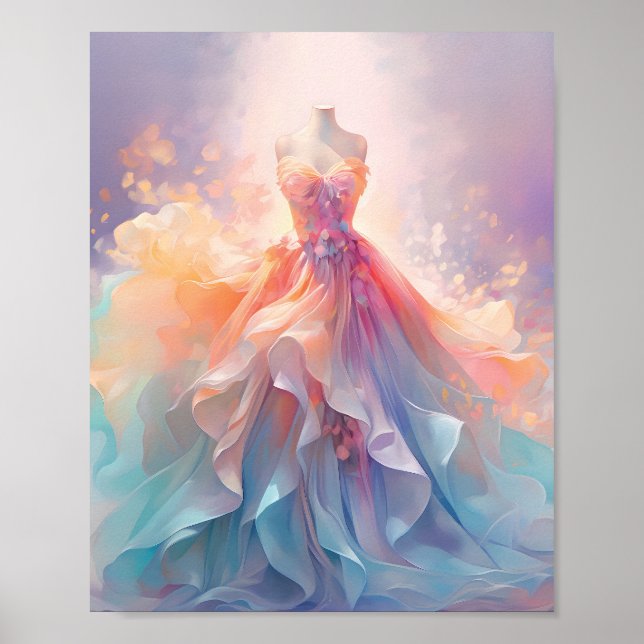 Drömmig Pastell Couture Klänning Konst Poster (Framsidan)