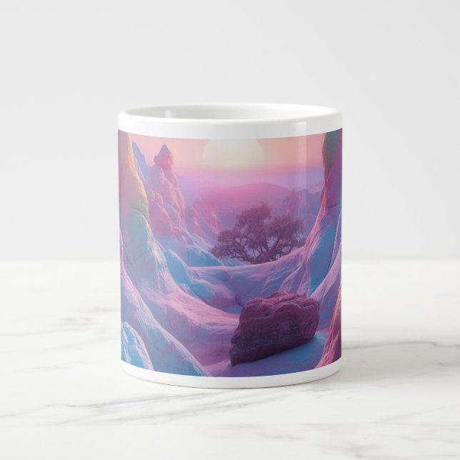Drömmig Pastell Landskaps Fantasi Konst Jätte Mugg Jumbo Mugg (Framsidan)