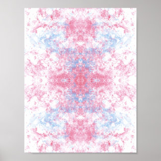 Drömmig Pastell Rosa och Blå Akvarell Abstrakt Poster