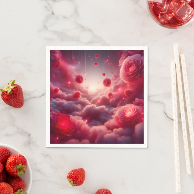 Drömmig Romantisk Fantasy Rosor Kärlek Pappersservett (Insitu)