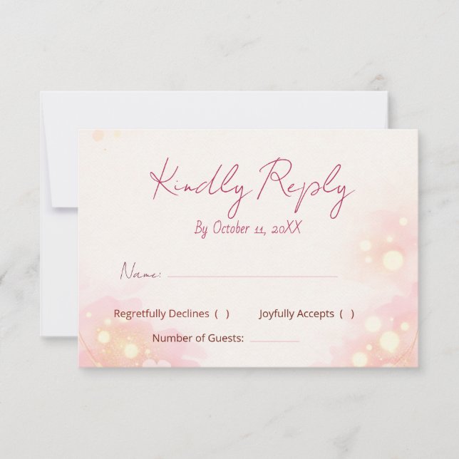 Drömmig Rosa Akvarell Blommig Bröllops RSVP-kort OSA Kort (Framsida)